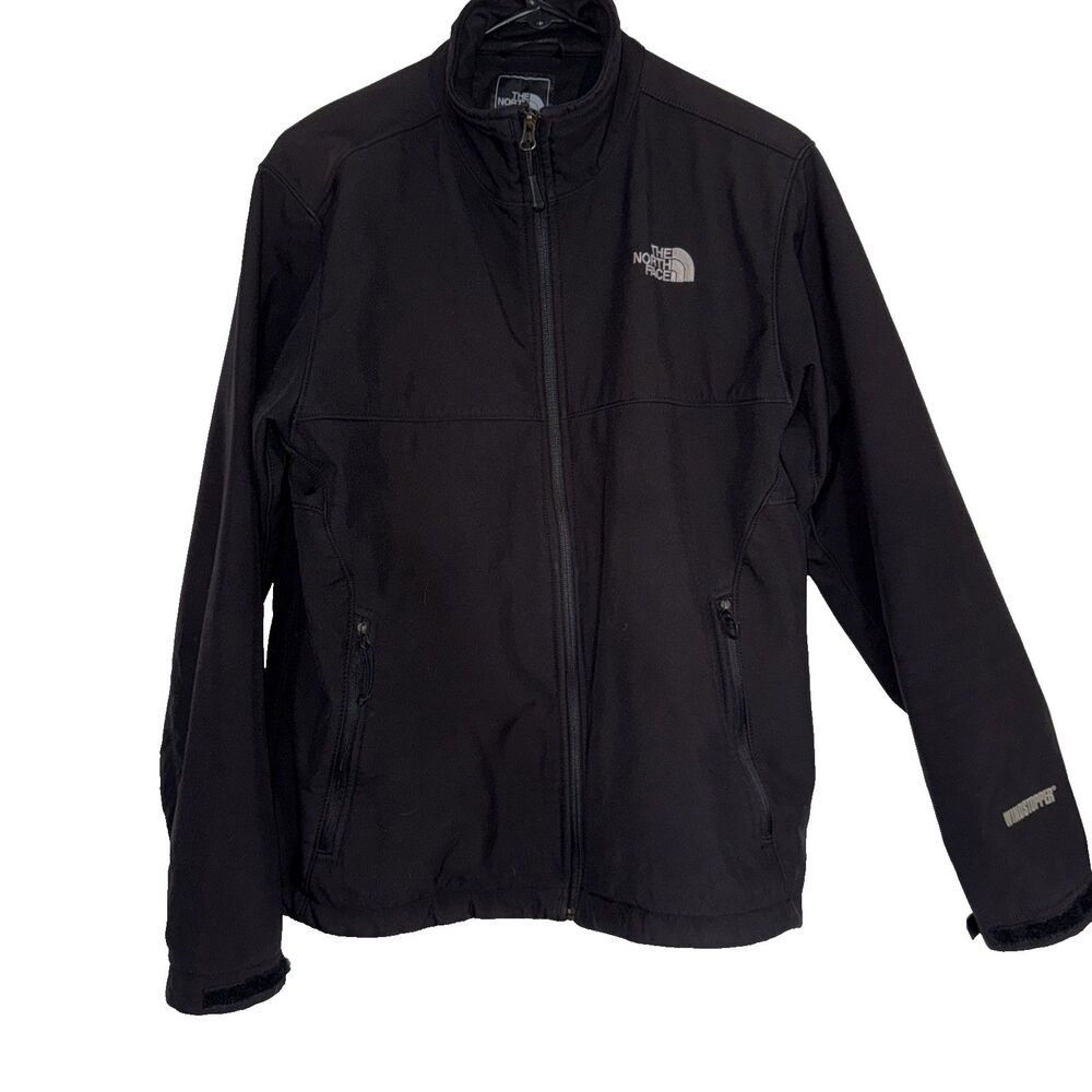 The North Face Softshell Jacket Mens Medium Black Full Zip Wind Stopper
